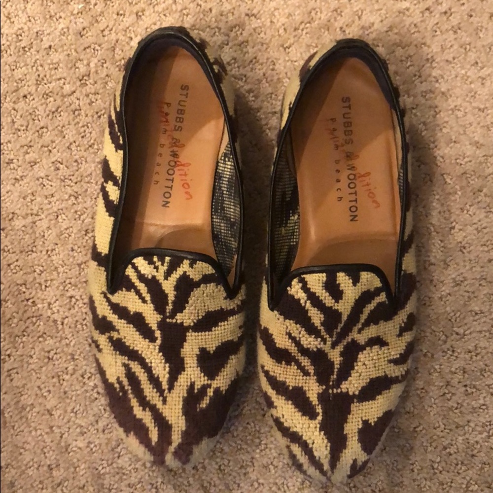 Stubbs & Wooton embroidered zebra shoes